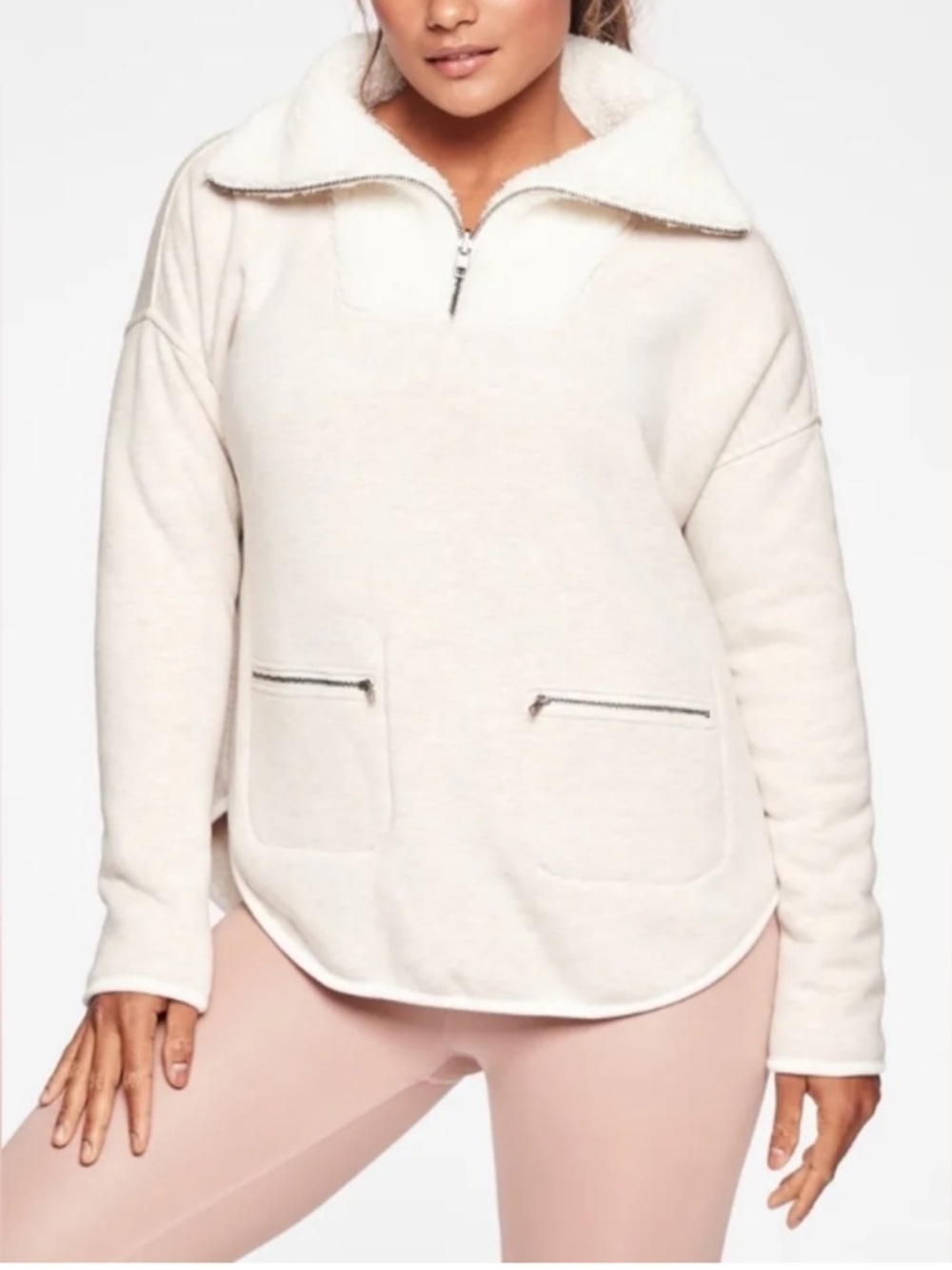 Athleta Nirvana Sherpa Reversible Poncho Cream White Small